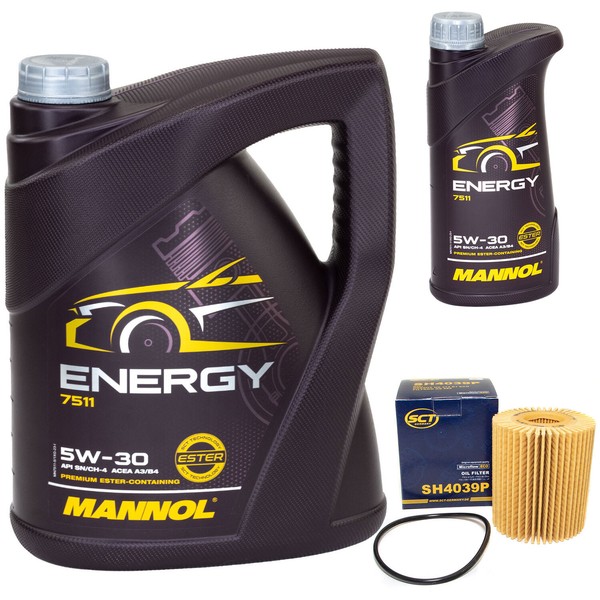 MotoröL Set Mannol Energy 5W-30 6 Liter + ÖLfilter FüR Lexus IS Toyota Avensis-image