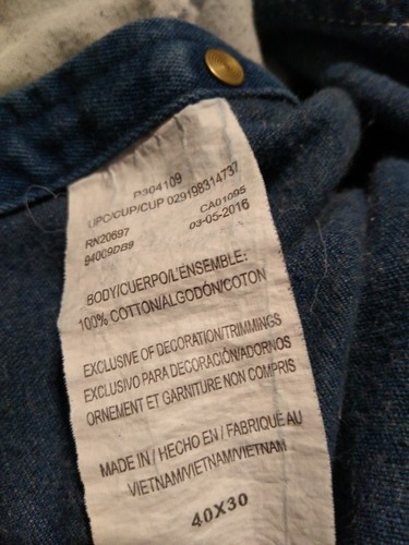 Big Smith Overalls Mens 40x30 Denim Bib Bibbers 100% Cotton Zip Fly Medium Wash - Picture 15 of 15