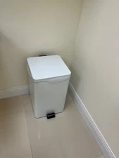 McKesson Steel Trash Can with Plastic Liner & Step On Opening - 32 Quart White