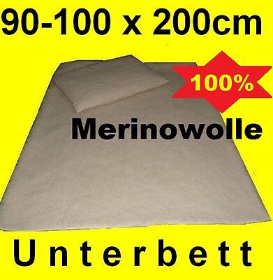 Matratzenschoner Unterbett Matratzenauflage Lammwolle Merinowolle  90cm 100cm 