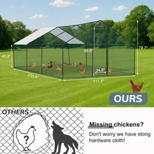 20 x 10 FT Metal Chicken Coop Outdoor Large Walk Hen Cage House with Cover