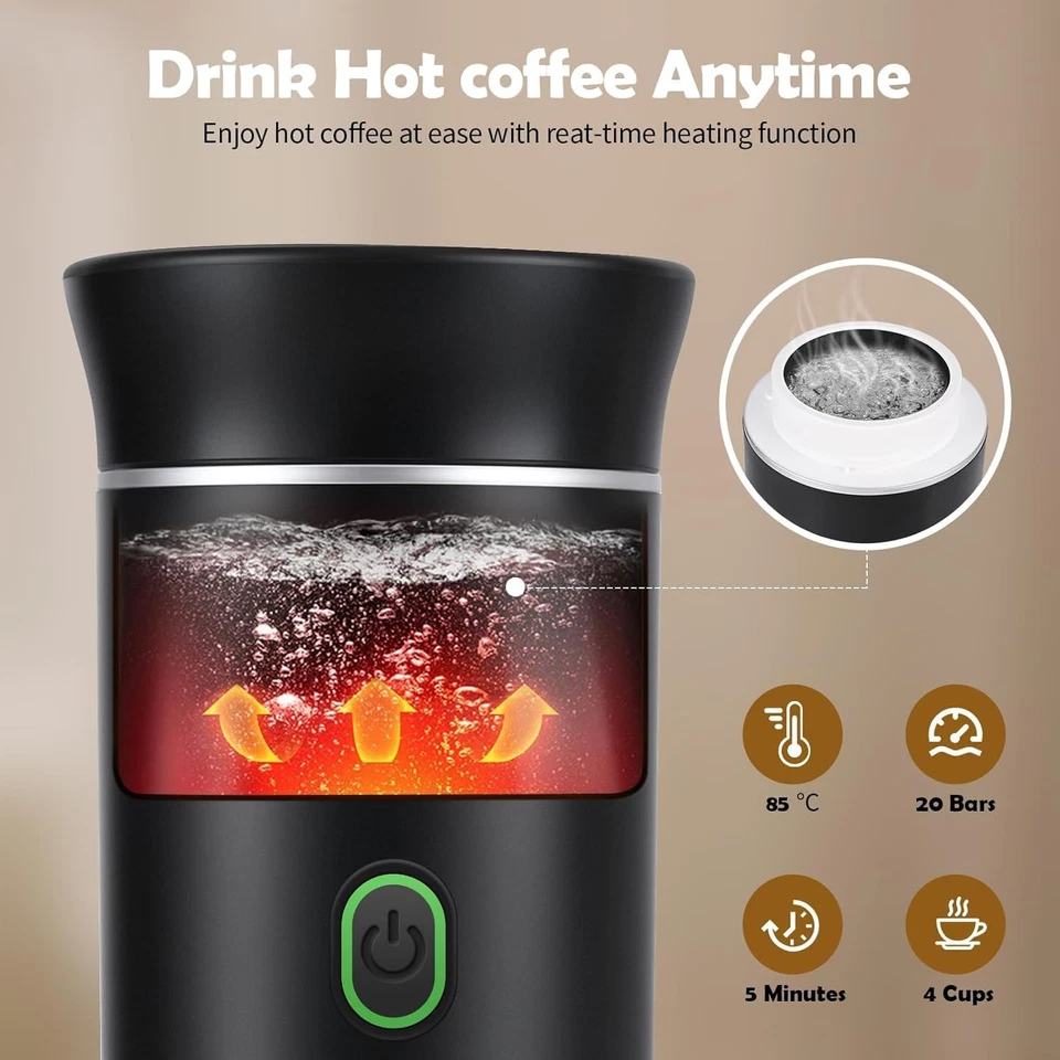 3 in1 Kapsel Kaffeemaschine Tragbare Kaffeemaschine Espresso Maschine für Reisen - Bild 3 von 4