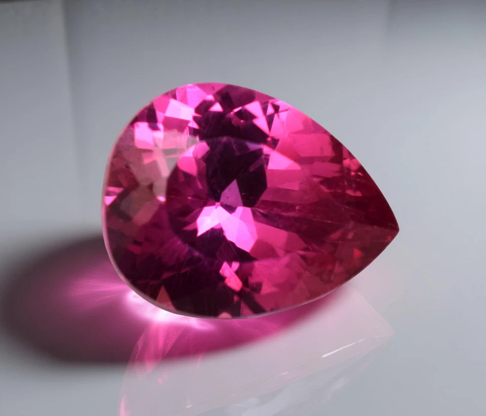 Lab Grown Pink Color Sapphire 12.35 Ct Pear Certified Loose Gemstone - Image 3 of 4