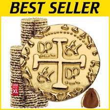 Spanish Doubloons Set - 100 Metal Pirate Treasure Coins-