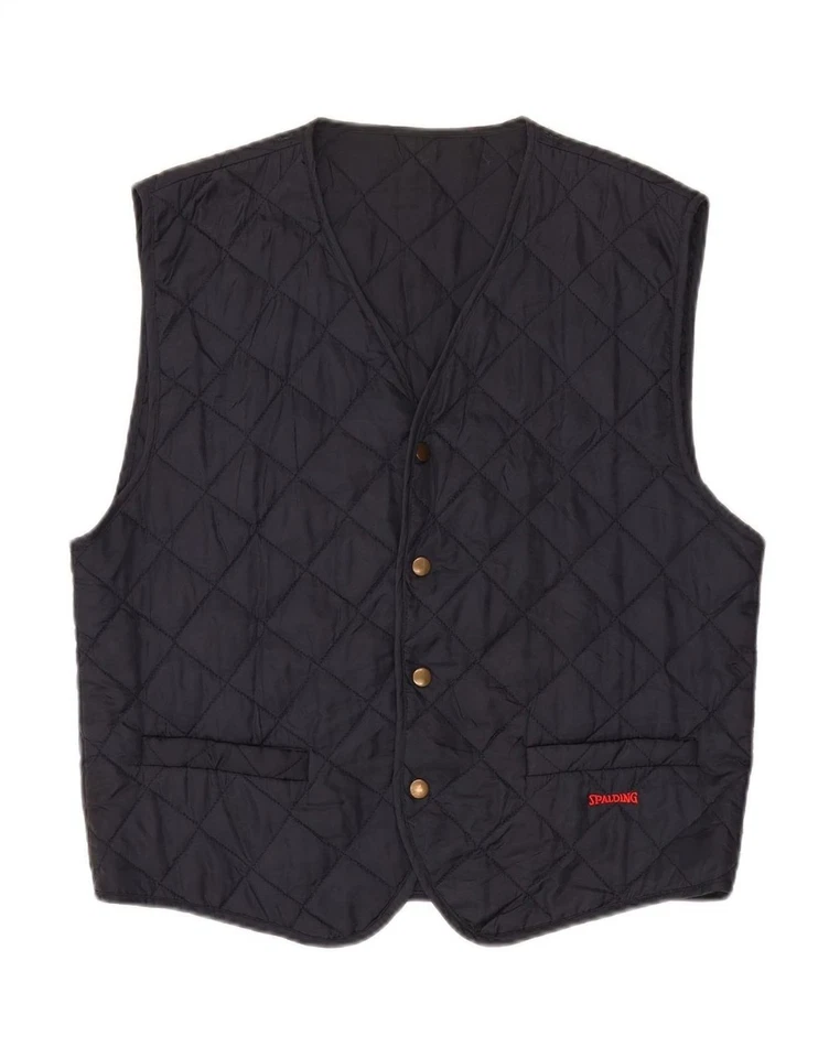 SPALDING Mens Quilted Waistcoat Medium Navy Blue CB03 - Image 3 of 4