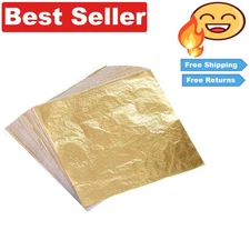 100 Pcs Gold Leaf Sheets - Elegant Imitation Gold Foil for DIY Crafts 5.5"