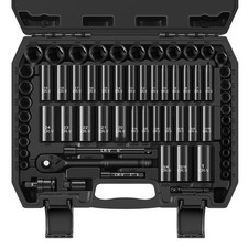 64-Piece 3/8" Drive Socket Set, SAE 5/16"-1"  Metric 6mm-24mm , Deep  Sh...