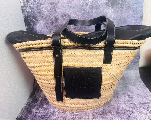 [Extreme Good Condition Rare] Genuine Loewe Basket Bag Raffia Tote Large Basket