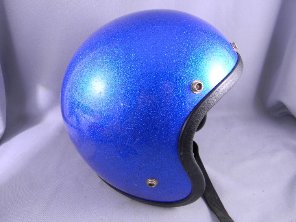 Vintage 1970's Blue FURY 300 Motorcycle Helmet Metal Flake