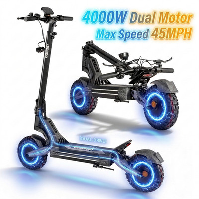 4000W Dual Motor Electric Scooter for Adults 42Miles 45MPH 11''Off-Road Scooter
