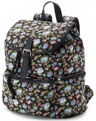 Candies Canvas Floral Backpack Buckle strap Magnetic Closure 3 Outside Pockets