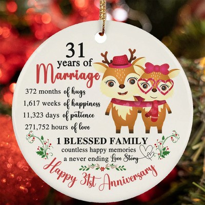 31 Years Of Marriage Ornament Happy 31st Anniversary Deer Couple Christmas Gift