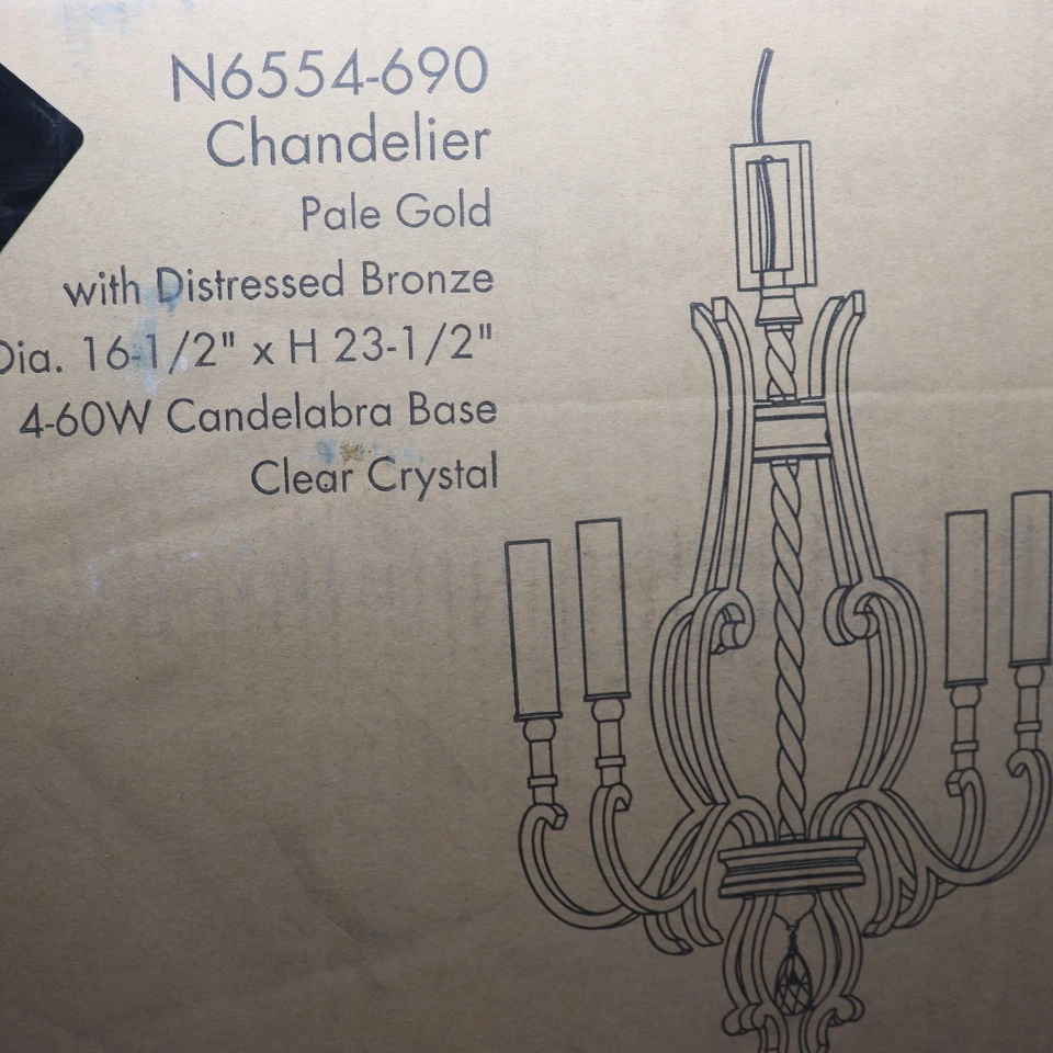 Lámpara de araña Metropolitan Magnolia Manor 4 luces 240 vatios totales oro pálido Foto 2 de 4