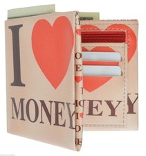 Mens Waterproof Faux Leather Bifold ID Money Holder Purse Wallet I LOVE MONEY