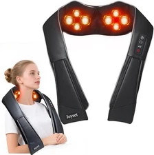Joyset Neck Massager for Pain Relief Deep Tissue with Heat,Shiatsu Black+mini 