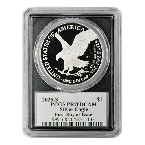 2025-S American Silver Eagle PCGS PR-70 DCAM FDOI Emily Damstra Signed