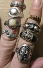 8 Vtg 925 Sterling Silver Ring  Lot Size 7 7.5  8 Boho