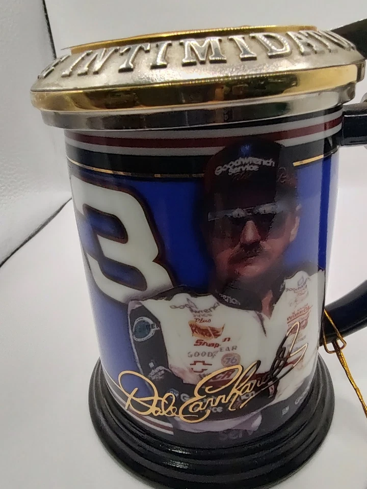 Dale Earnhardt Sr. #3 NASCAR Beer Stein Tankard Collector Mug Lid Franklin Mint - Image 2 of 4