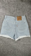 VTG 90s Levis Jean Shorts Womens 9 High Rise Orange Tab Denim Cuffed 37954