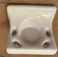Vintage Glossy Off-White Bone Colored Classic Ceramic Toothbrush Cup Wall-Mount