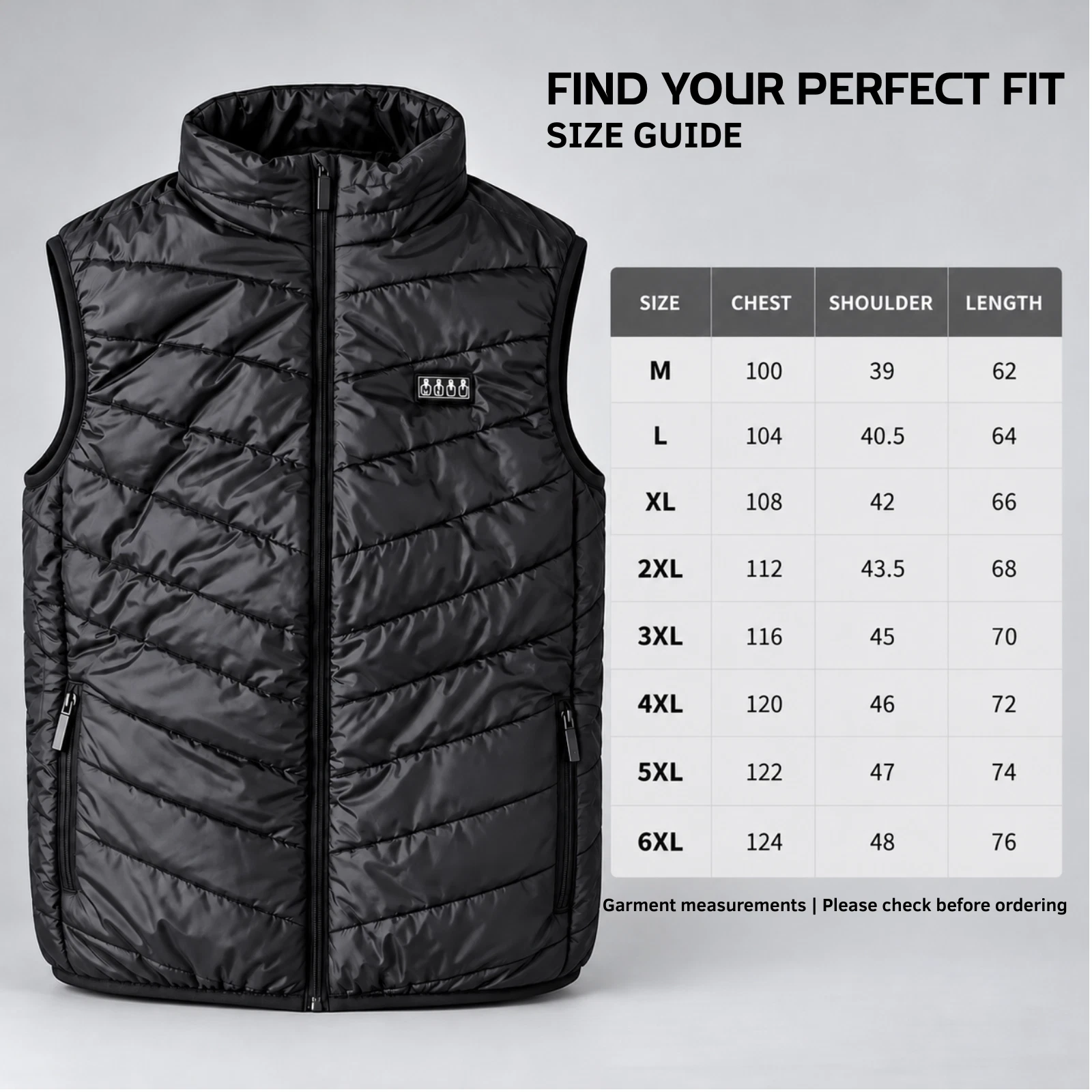 Men's Heated Vest 21 Heating Zones USB 3 Heat Levels 4 Controls Black Winter image 4
