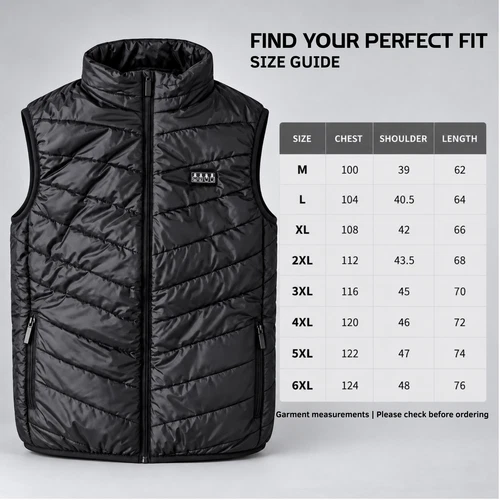 Men's Heated Vest 21 Heating Zones USB 3 Heat Levels 4 Controls Black Winter image 4