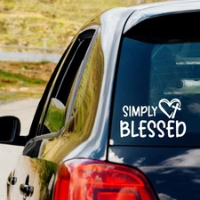 Simply Blessed Cross Heart Vinyl Decal Sticker Ocean Car Truck Window Laptop