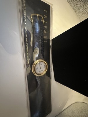 Trifari Jacques Farel Vintage Women s Quartz Analog Watch, White Dial,  Leather