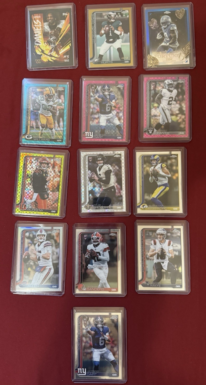 2025 Topps Chrome Football 13 card Lot