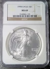 1998 $1 American Silver Eagle NGC MS69 Brown Label .999