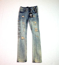 Encrypted Youth Boys Size 16 Acid Wash Distressed Skinny Fit Denim Jeans Pants