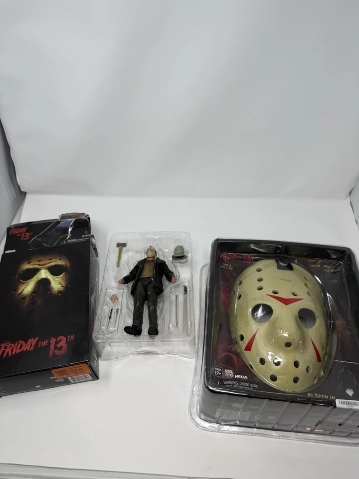 NECA Friday The 13th Jason Mask Prop Replica + Ultimate Jason Figure Bundle - Image 1 of 4