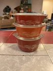 Vintage Pyrex Autumn Harvest 3 Pc. Small Casserole Set Wheat 471-B 472-B 473-B