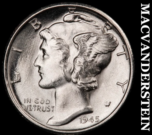1945-S Mercury Dime-Super Choice Gem Brilliant Unc ++++ No Reserve #i1141