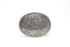 Rope Edge Western Floral Belt Buckle, 1.5'' Removable Western Buckle