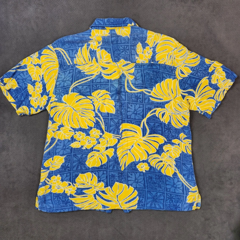 Vintage Billabong Shirt Mens Large Blue Yellow Floral Hawaiian Aloha Resort Y2K - Image 4 of 4
