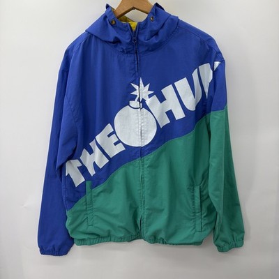 The Hundreds Rain Jacket Mens M Streetwear Raincoat Hooded Windbreaker Blue READ