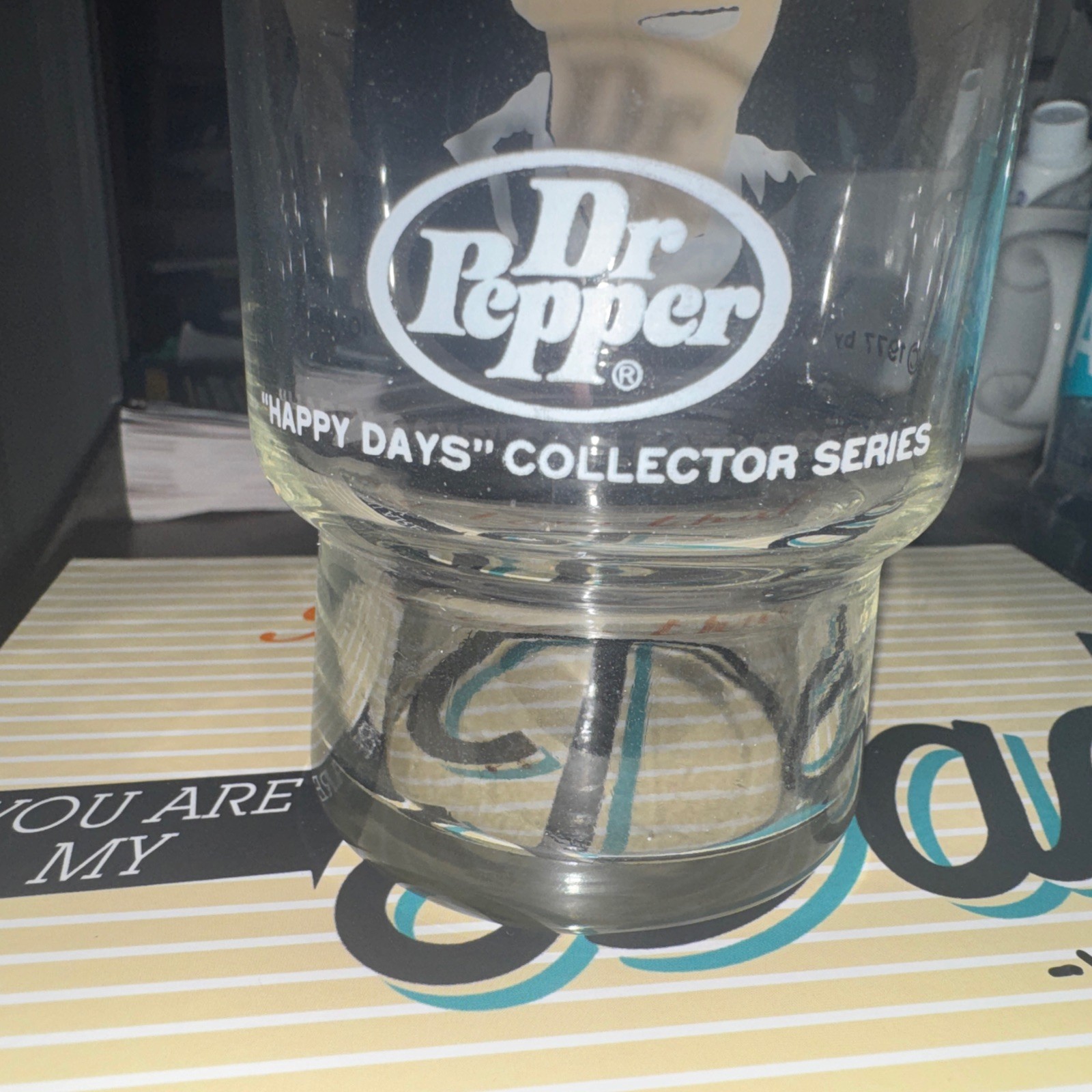 Postsie Ralph & Potsie 1977 Happy Days Dr Pepper Drinking Glasses, Used