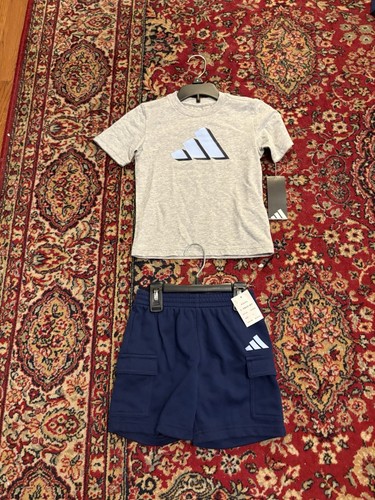 ADIDAS GRAY HEATHER 2PIECE SET SHIRT And CARGO SHORTS NWT SIZE 4 BOYS - Picture 10 of 18
