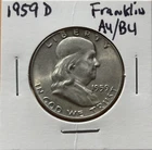 1959 D Franklin Half Dollar - 90% Silver - Higher Grade  - Nice Example