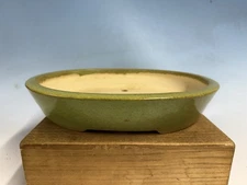 Unique Lime  Green Glazed Tokoname Bonsai Tree Pot By Koyo 12 5/8”