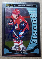 Max Domi Signed 2015 O-Pee-Chee Rookie Autograph Hockey Card Coyotes Auto RC. rookie card picture