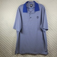 Footjoy FJ Mens Polo Shirt Extra Large XL Blue White Striped Golf Performance
