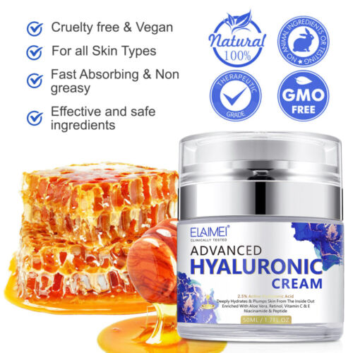 Pure Hyaluronic Acid Face Cream Anti-Aging Moisturized Anti Wrinkles Blemishes - Picture 7 of 12