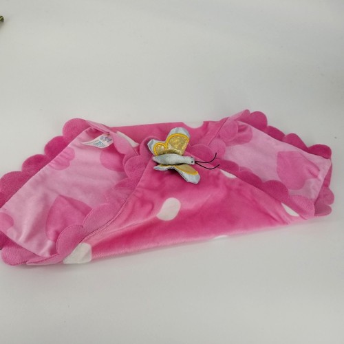 Disney Parks Babies Minnie Mouse Swaddle Blanket Pink Polka Dot Butterfly 11.50" - Picture 4 of 10