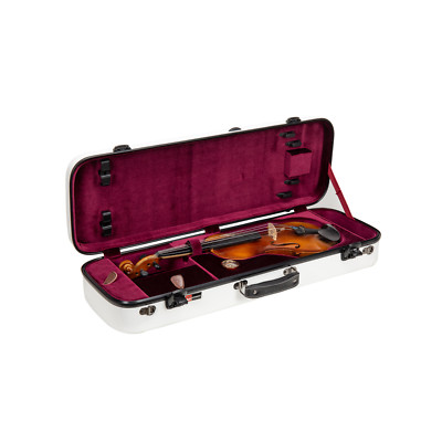 Crossrock Fiberglass Oblong Case fits 4/4 Full-Size Violin-Milky White