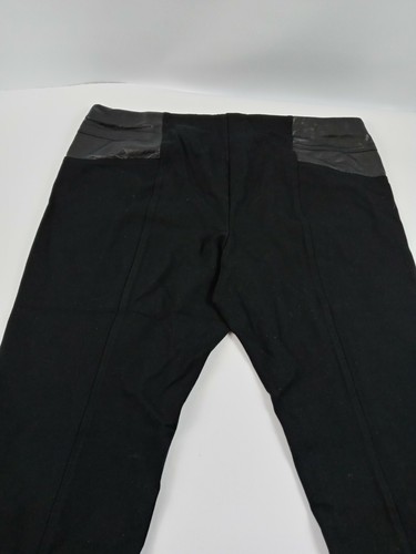 INC Pants Women Size 18 W Black Ponte Pull On Faux Leather Trim Stretch Plus - Picture 9 of 10