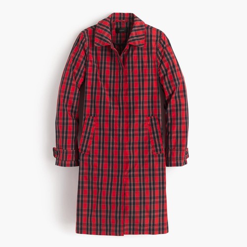 J.CREW COLLECTION Red Plaid Trench Coat 