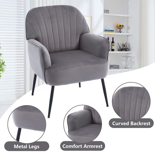 Modern Upholstered Living Room Bedroom Waiting Room Velvet Accent Chair - Picture 13 of 16