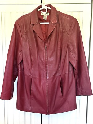 ALFANI Plus Size 1X RED Genuine Leather Zip Front Jacket